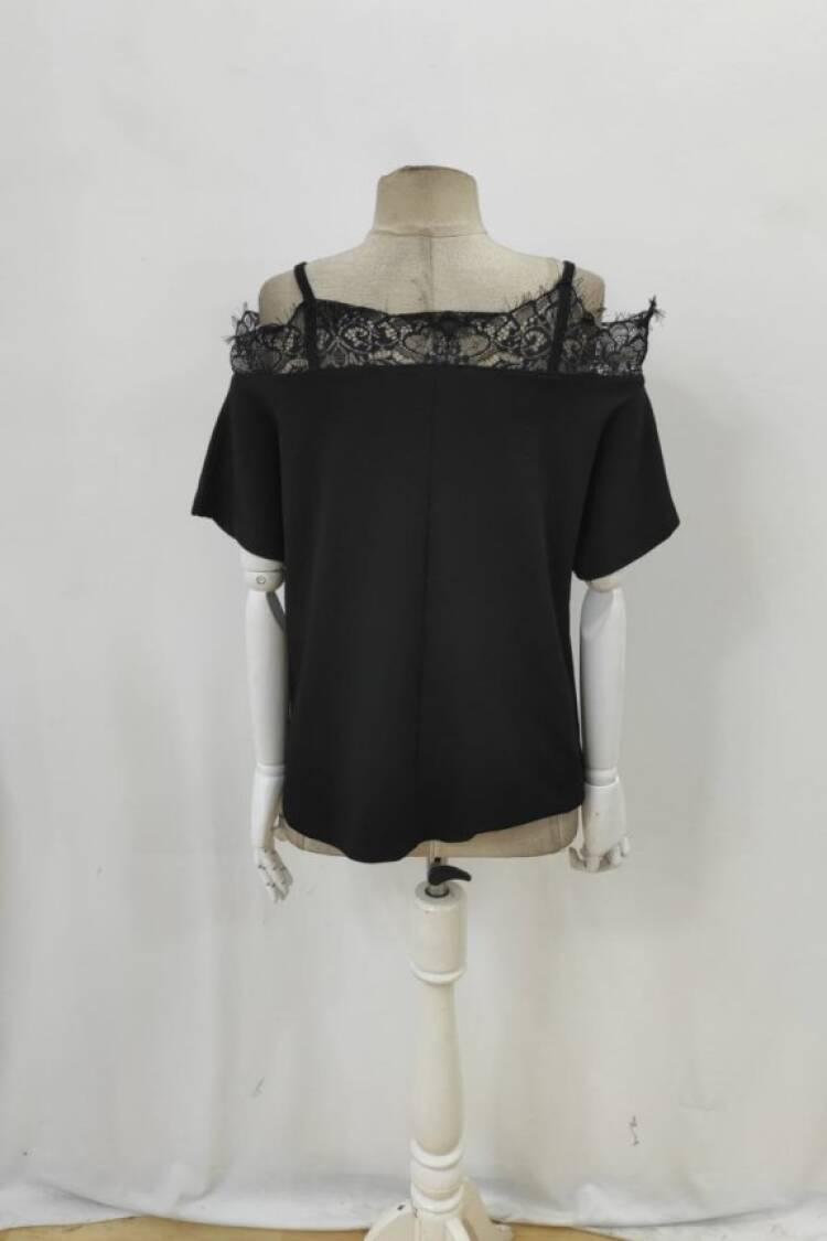 Black Blouse With Off Shoulder Neck And Half Sleeves