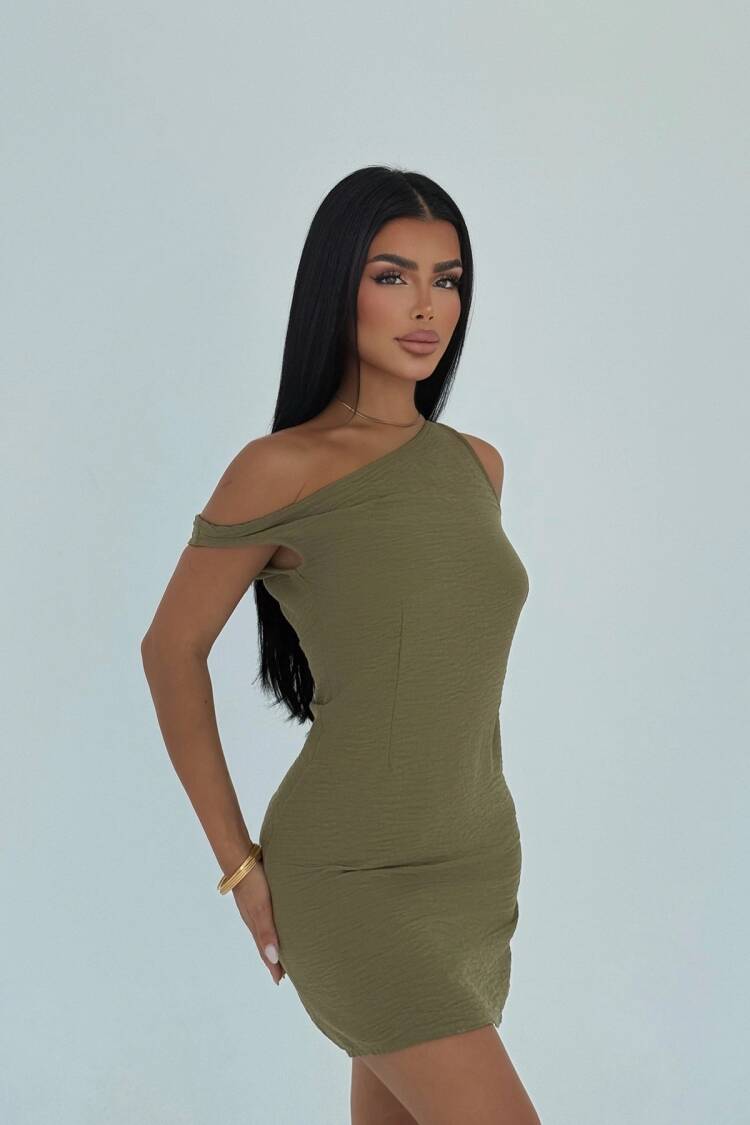 One Shoulder Neck Bodycon Mini Dress