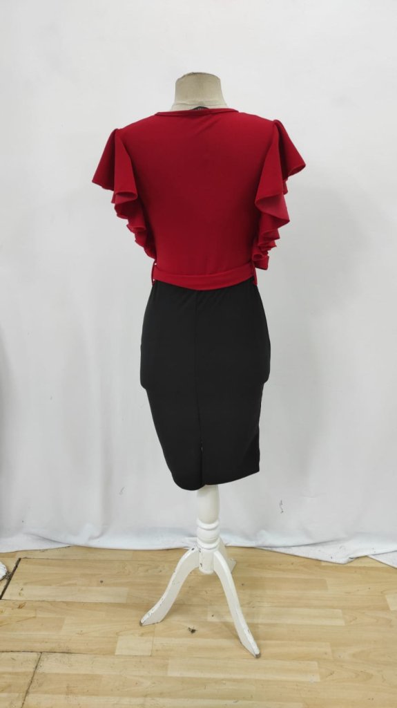 ClaretElegant Wrap Knee Length Dress
