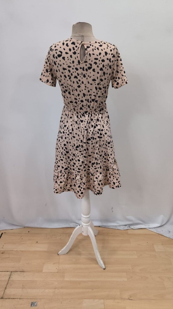 Beige Animal Print A-Line Dress