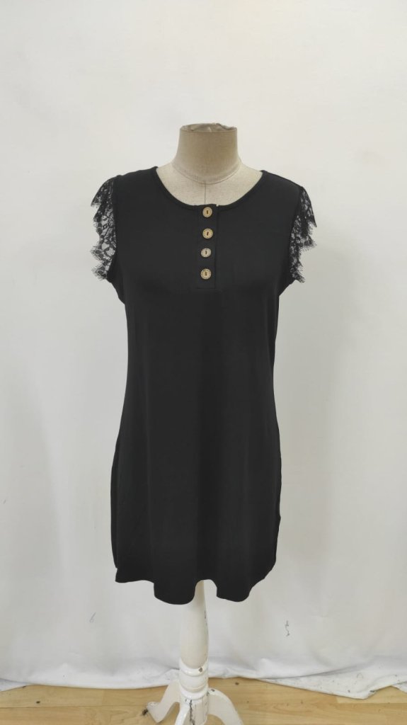 Black Sleeveless Cap Sleeve Shift Dress