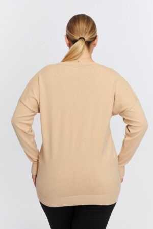 Beige Plus Size Casual Blouse With V-Neck - Brand: RMG - Women & Kids, Baby Clothes Wholesale - Globality Store