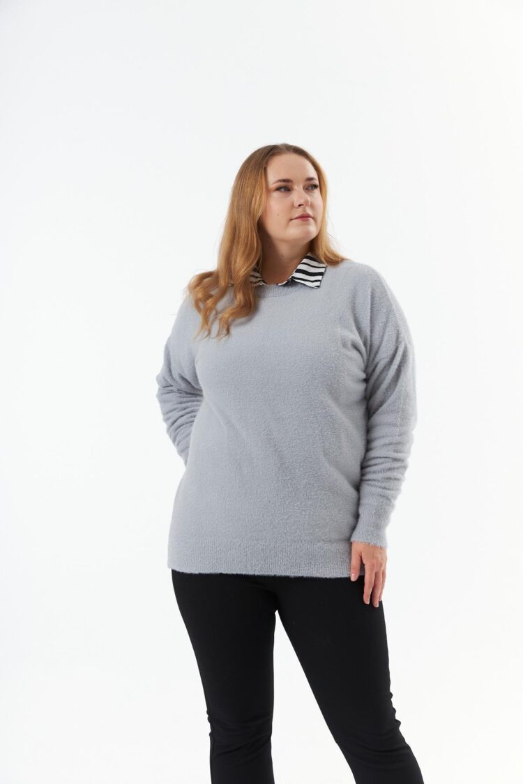 Plus Size Polo Neck Casual Blouse