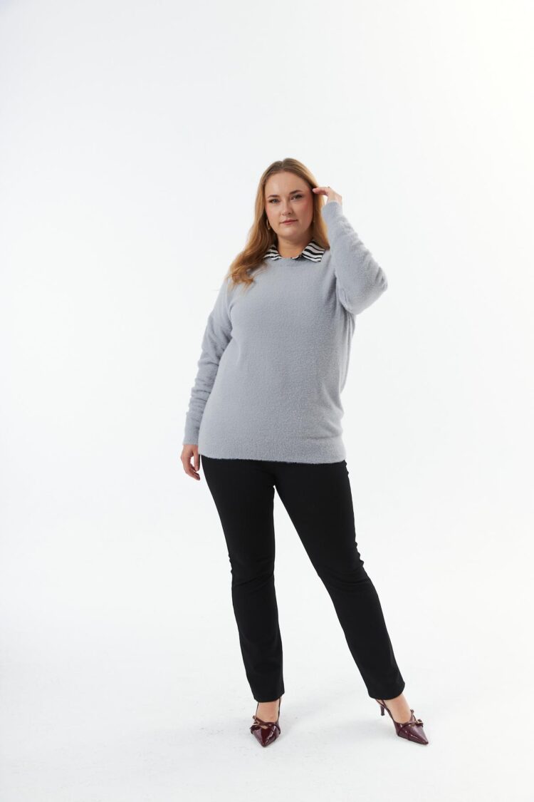 Plus Size Polo Neck Casual Blouse