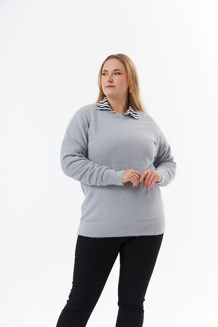 Plus Size Polo Neck Casual Blouse