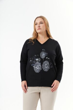 Floral V-Neck Blouse With Long Straight Sleeves - Brand: RMG - Women & Kids, Baby Clothes Wholesale - Globality Store