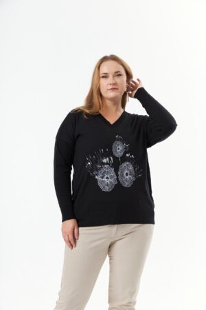 Floral V-Neck Blouse With Long Straight Sleeves - Brand: RMG - Women & Kids, Baby Clothes Wholesale - Globality Store