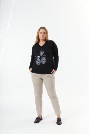 Floral V-Neck Blouse With Long Straight Sleeves - Brand: RMG - Women & Kids, Baby Clothes Wholesale - Globality Store