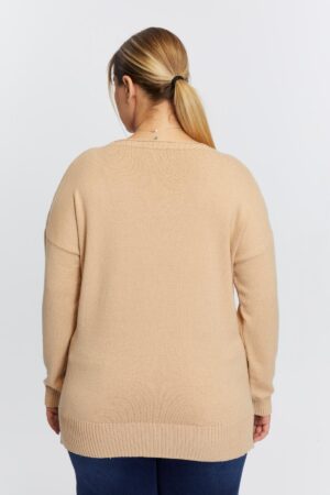 Beige Casual Plus Size Oversized Sweater - Brand: RMG - Women & Kids, Baby Clothes Wholesale - Globality Store