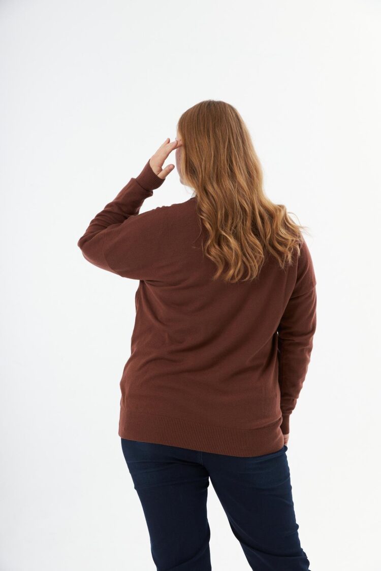 Plus Size V-Neck Blouse With Striped Long Sleeves