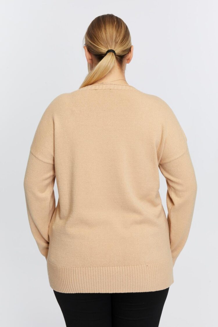 Beige Plus Size Blouse For Fall And Winter