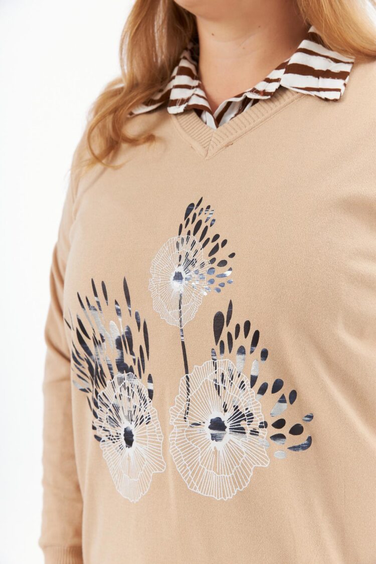Beige Plus Size Casual Modest Blouse
