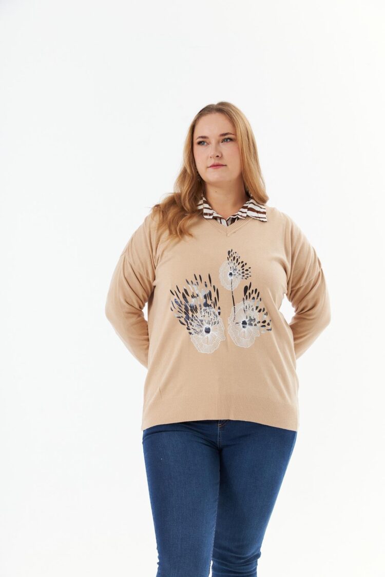 Beige Plus Size Casual Modest Blouse