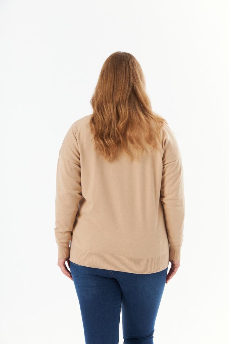 Beige Plus Size Casual Modest Blouse