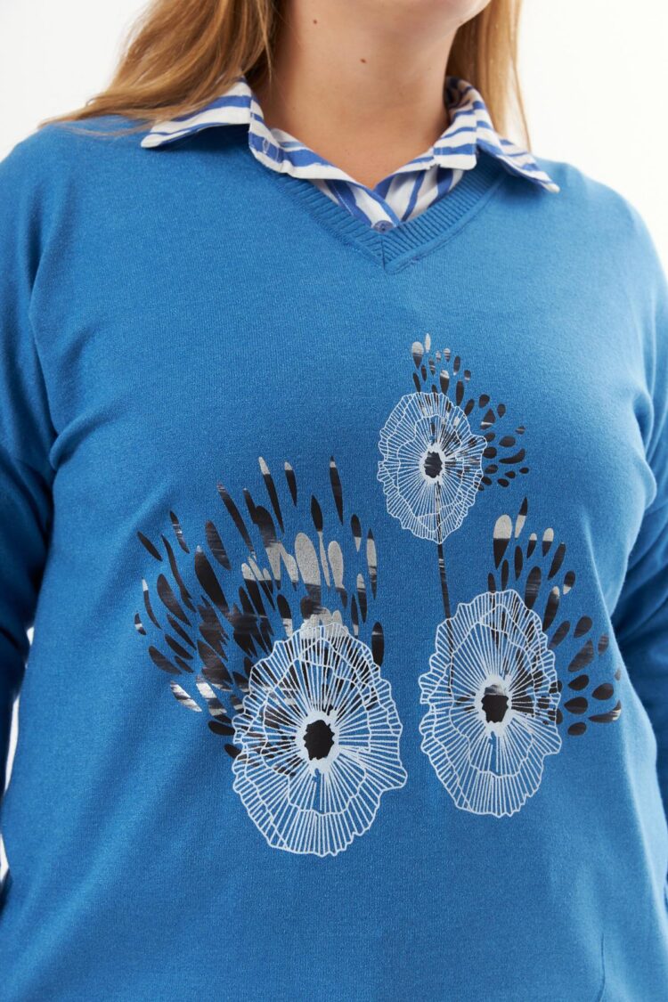 Blue Plus Size Casual Elegant Blouse