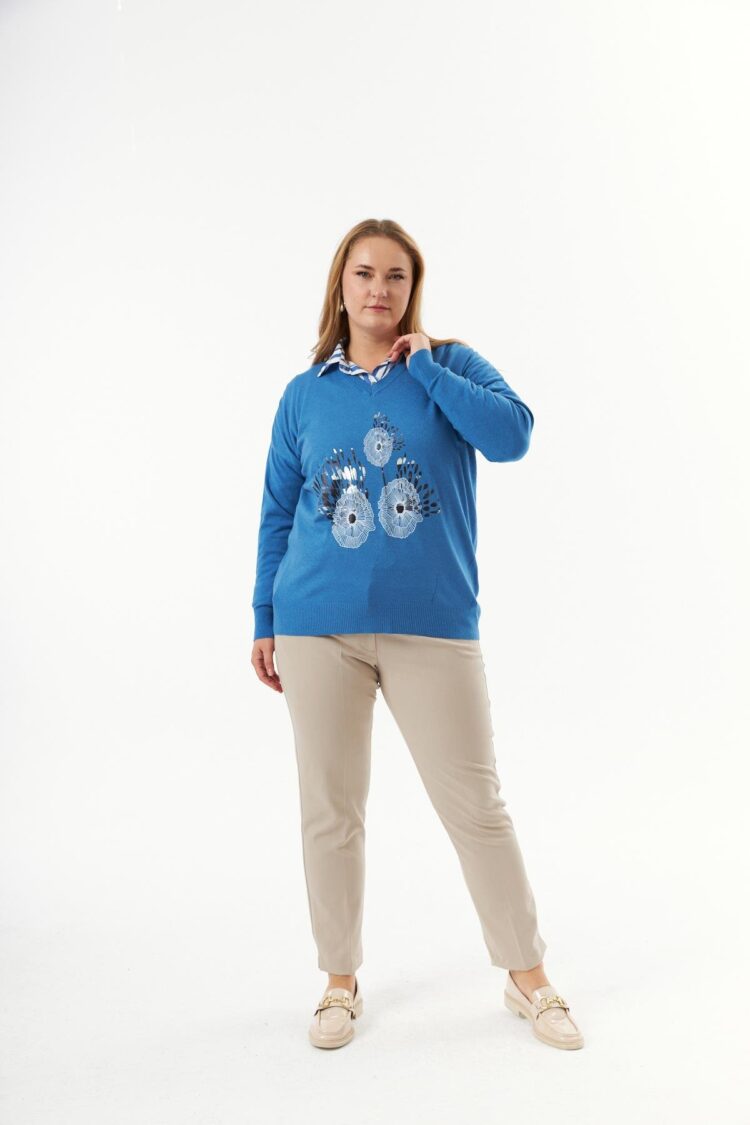 Blue Plus Size Casual Elegant Blouse