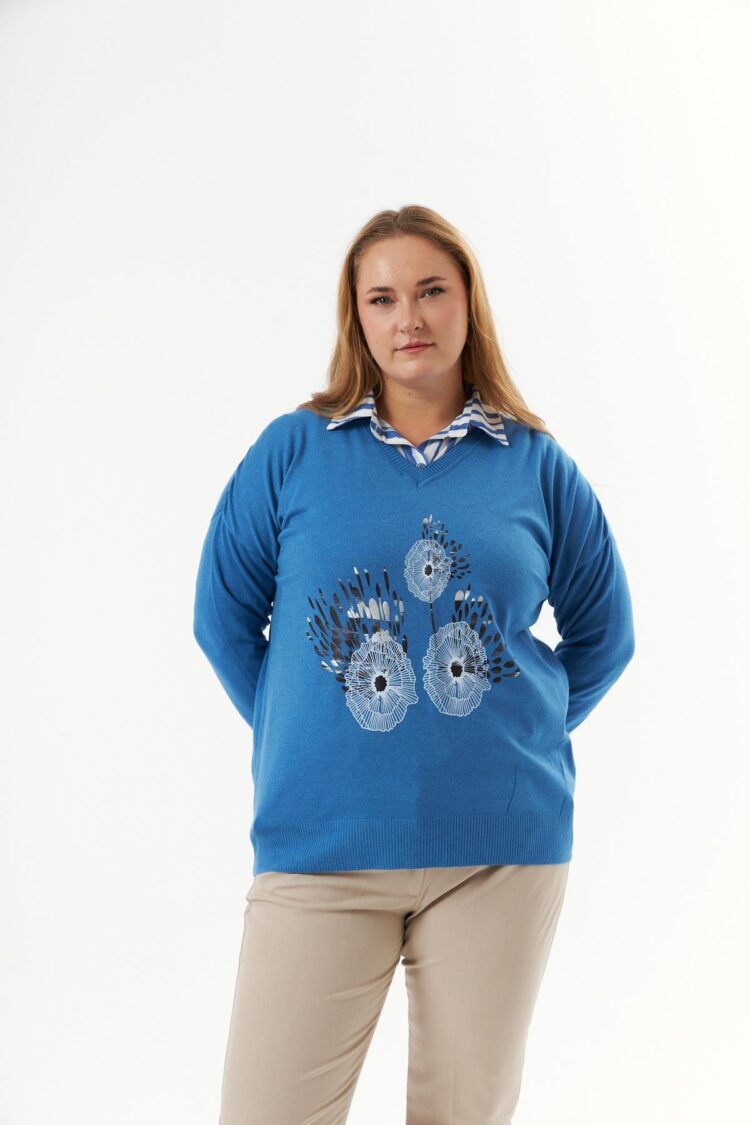 Blue Plus Size Casual Elegant Blouse