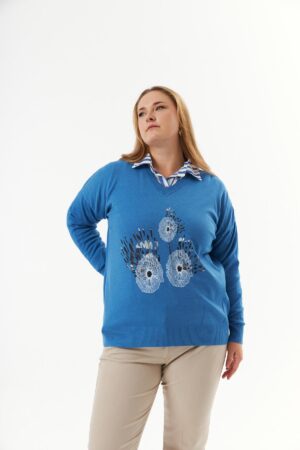 Blue Plus Size Casual Elegant Blouse - Brand: RMG - Women & Kids, Baby Clothes Wholesale - Globality Store