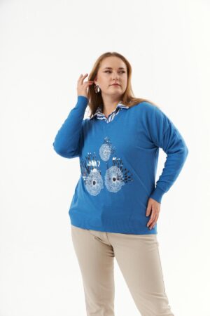 Blue Plus Size Casual Elegant Blouse - Brand: RMG - Women & Kids, Baby Clothes Wholesale - Globality Store
