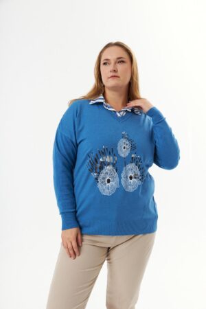 Blue Plus Size Casual Elegant Blouse - Brand: RMG - Women & Kids, Baby Clothes Wholesale - Globality Store