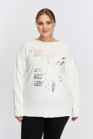 Plus Size Boat Neckline Leopard Pattern Printed Sweater - Brand: RMG - Women & Kids, Baby Clothes Wholesale - Globality Store