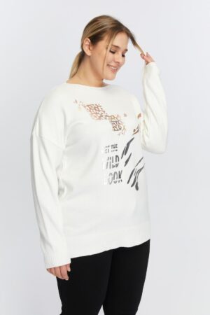 Plus Size Boat Neckline Leopard Pattern Printed Sweater - Brand: RMG - Women & Kids, Baby Clothes Wholesale - Globality Store