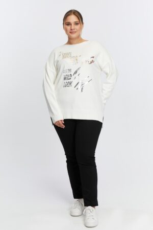 Plus Size Boat Neckline Leopard Pattern Printed Sweater - Brand: RMG - Women & Kids, Baby Clothes Wholesale - Globality Store