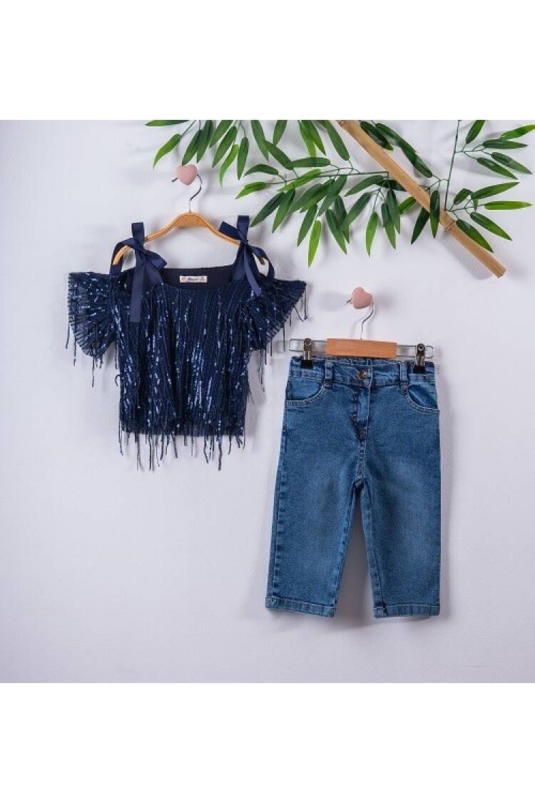 2-Piece Girl Set with Blouse and Capri Jean 3-6Y - Brand: Büşra Bebe - Kids & Baby Clothes Wholesale - Globality Store