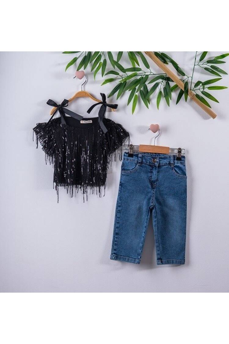 2-Piece Girl Set with Blouse and Capri Jean 3-6Y - Brand: Büşra Bebe - Kids & Baby Clothes Wholesale - Globality Store