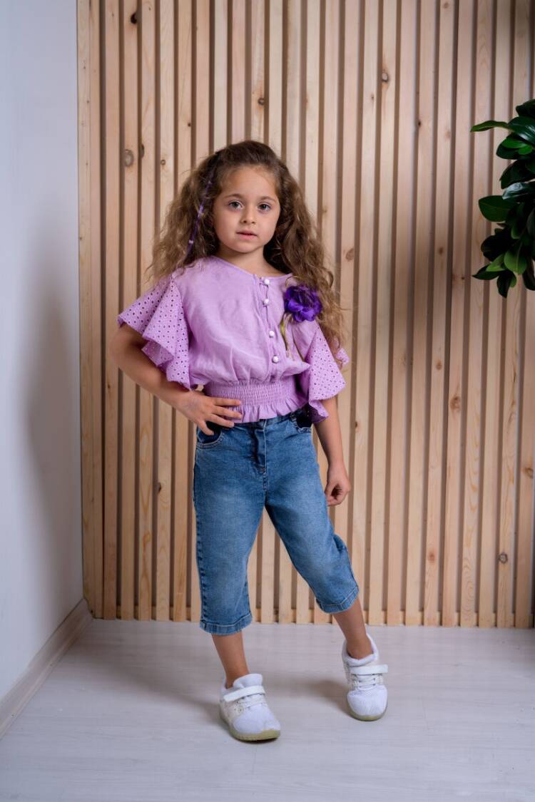 2-Piece Girl Set with Pearl Button 3-6Y - Brand: Büşra Bebe - Kids & Baby Clothes Wholesale - Globality Store