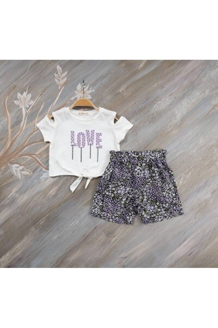 2-Piece Girl Set With Shorts and Tshirt 7-10Y - Brand: Büşra Bebe - Kids & Baby Clothes Wholesale - Globality Store