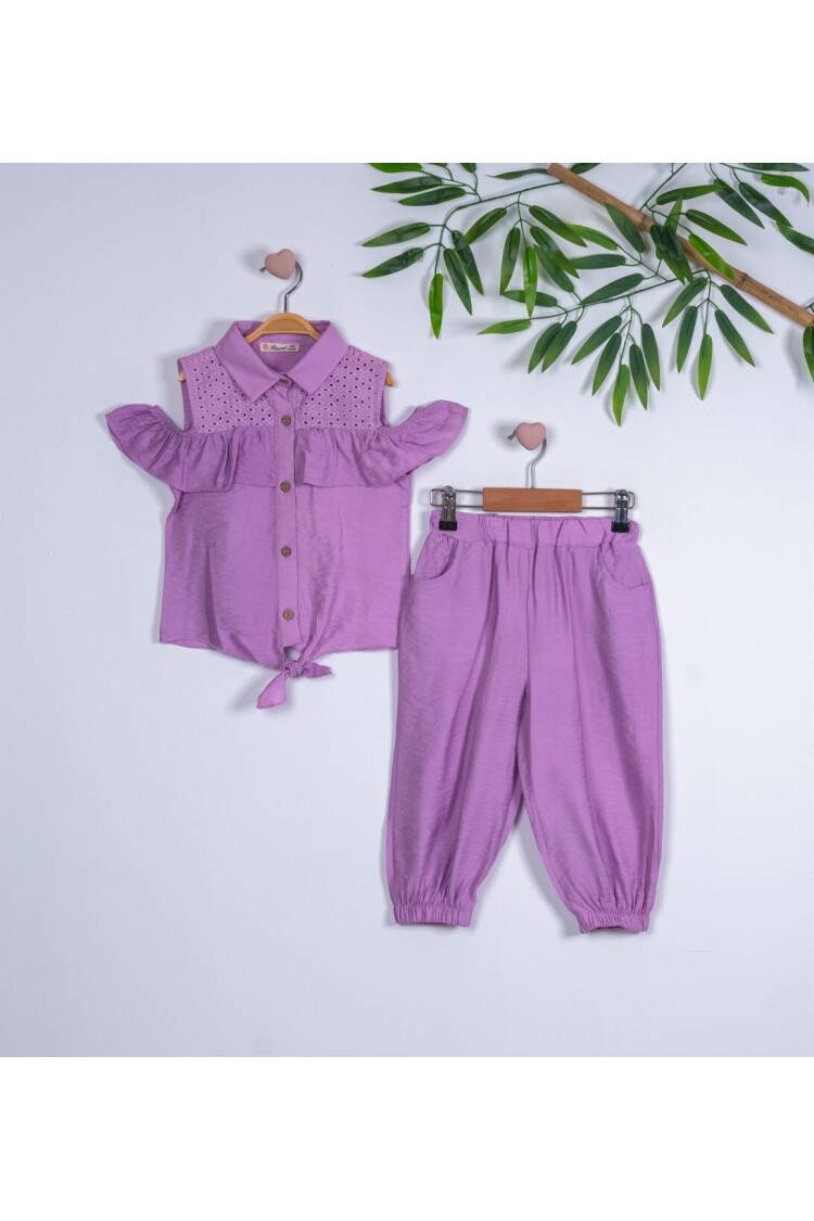 2-Piece Girl Set with Yoke Brode 3-6Y - Brand: Büşra Bebe - Kids & Baby Clothes Wholesale - Globality Store