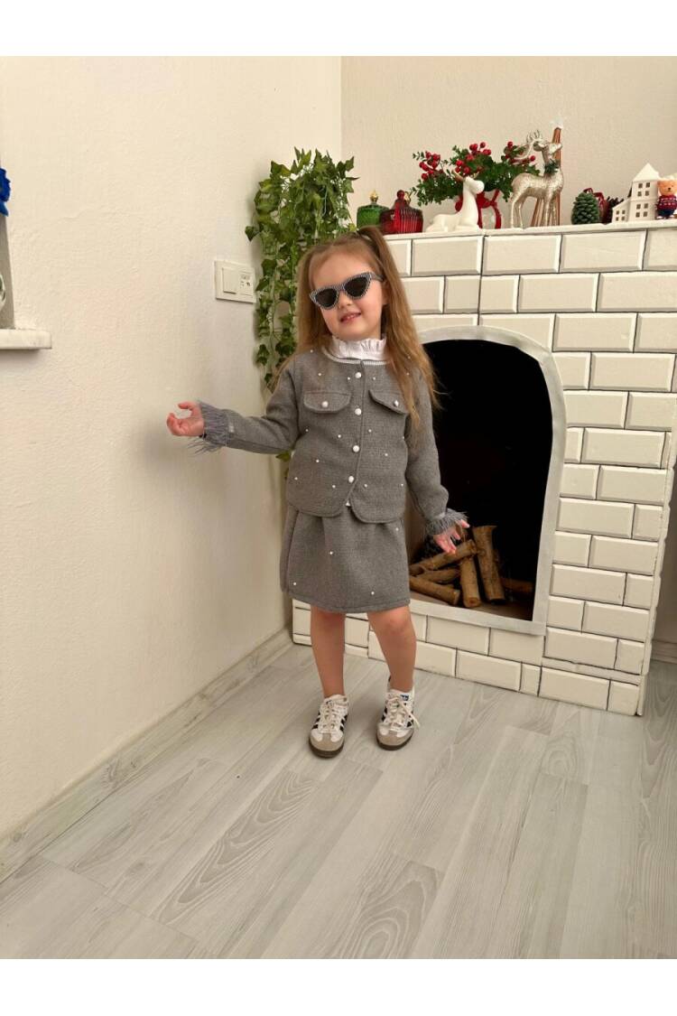 5-Piece Pearl Buttoned Tweed Suit 2-10Y - Brand: KidsRoom - Kids & Baby Clothes Wholesale - Globality Store