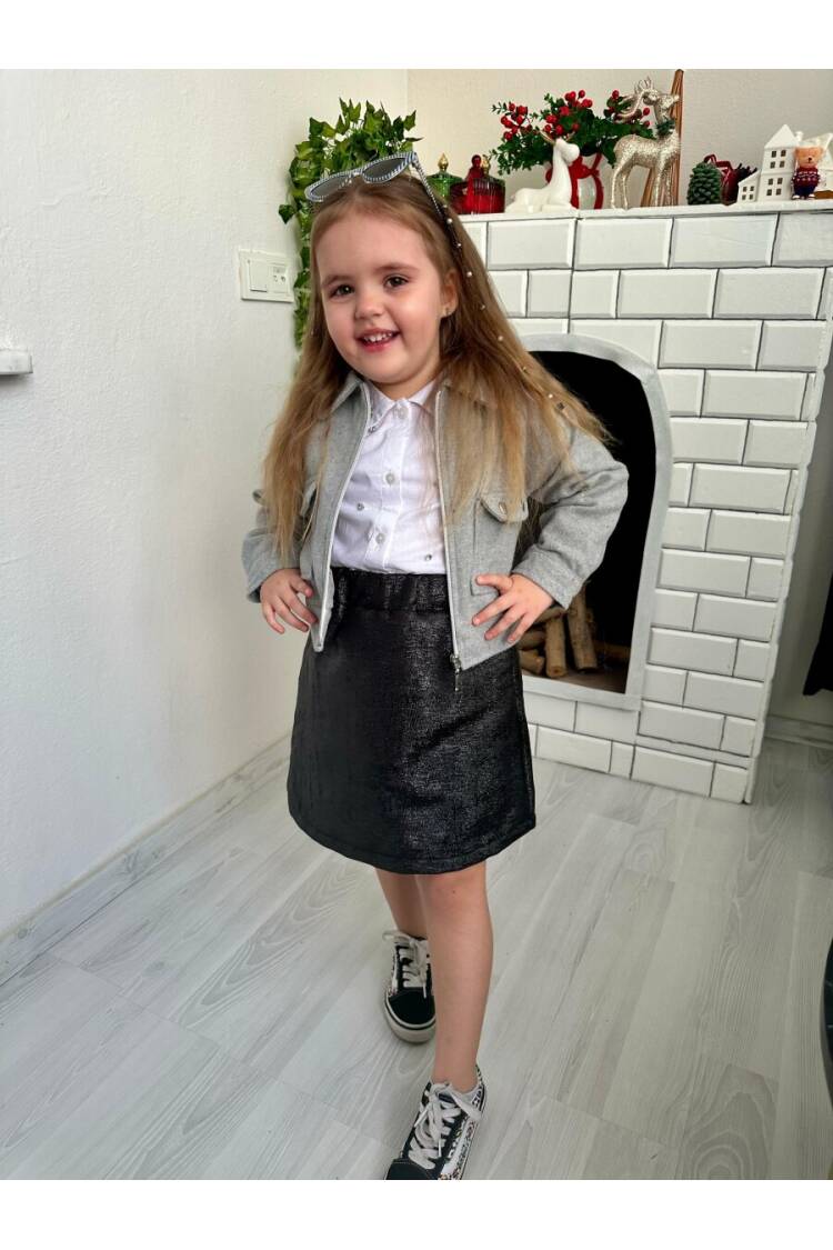 6-Piece Stoned Shirt and Glitter Skirt Cashmere Set 2-10Y - Brand: KidsRoom - Kids & Baby Clothes Wholesale - Globality Store
