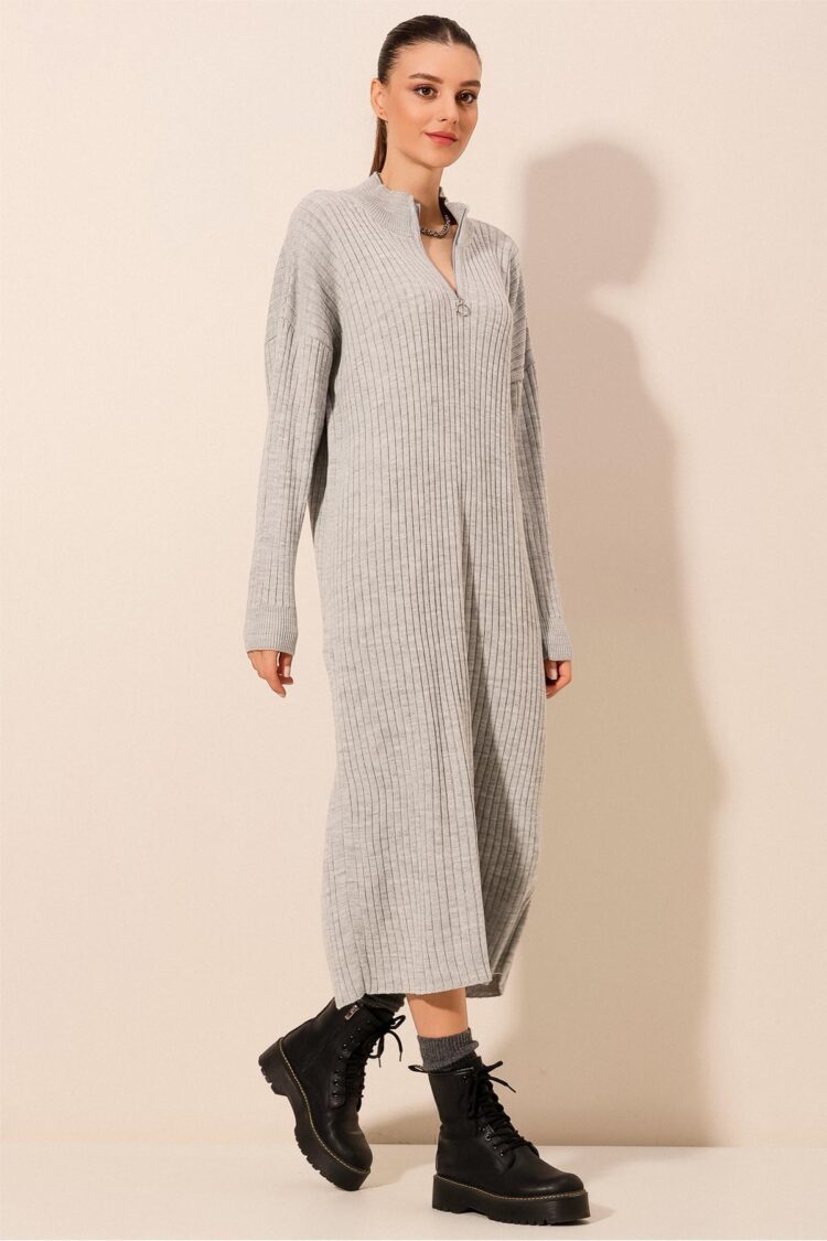 Full-length Knitwear Dress - Gray - Brand: Bigdart - Women's Clothing Wholesale - Globality Store