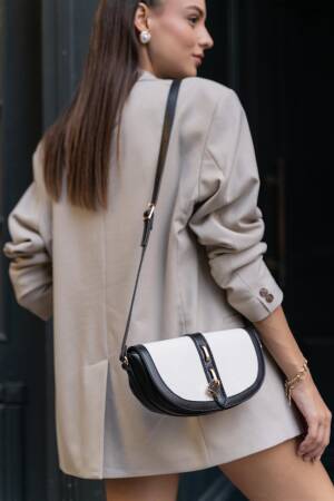 Diva Contrast Design Crossbody Bag - - Cream - Brand: Mina Fashion - Women's Clothing Wholesale - Globality Store