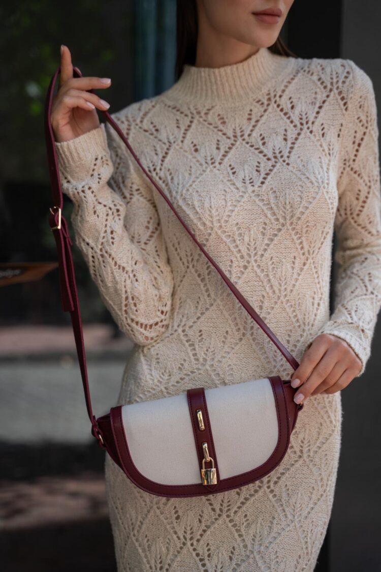 Diva Contrast Design Crossbody Bag - -cream