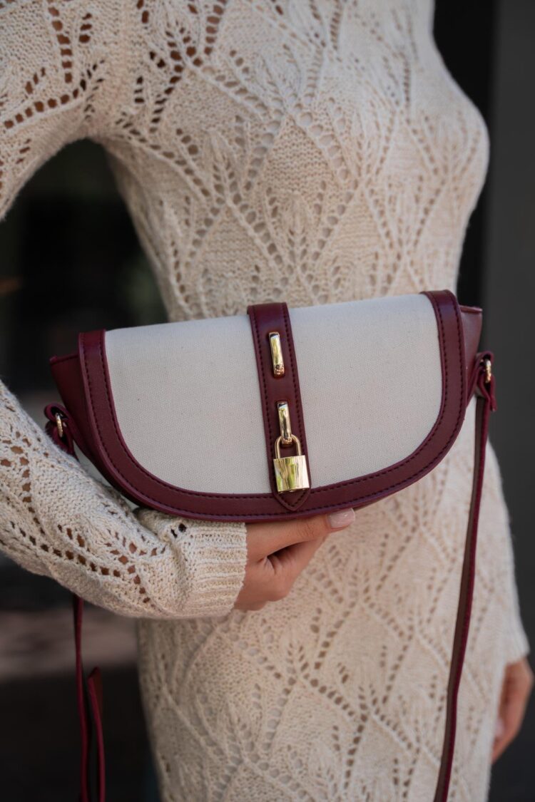 Diva Contrast Design Crossbody Bag - -cream