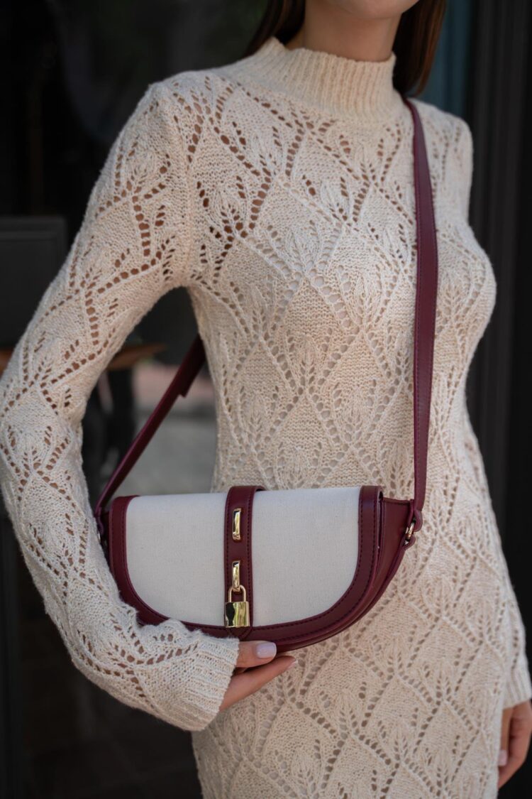 Diva Contrast Design Crossbody Bag - -cream