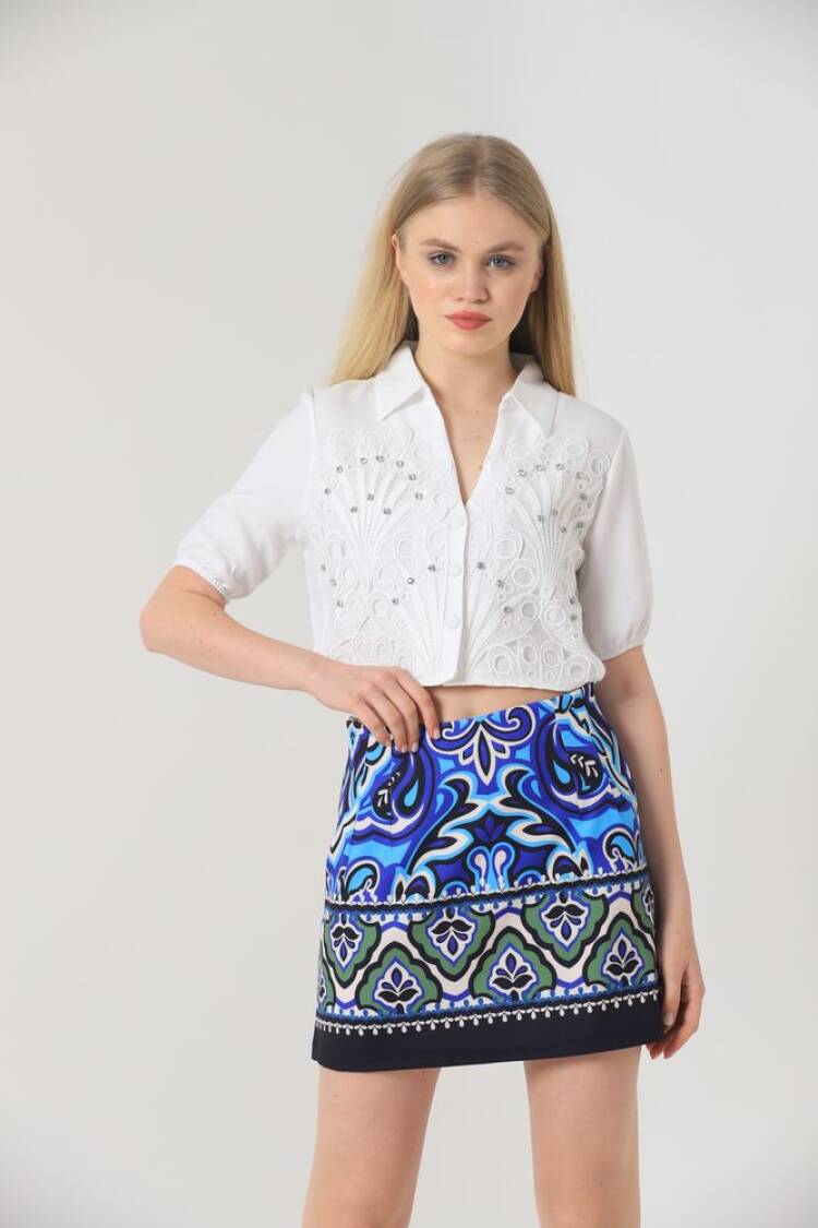 Leaf Patterned Stone Shirt - Brand: Topshow - Women's Clothing Wholesale - Globality Store