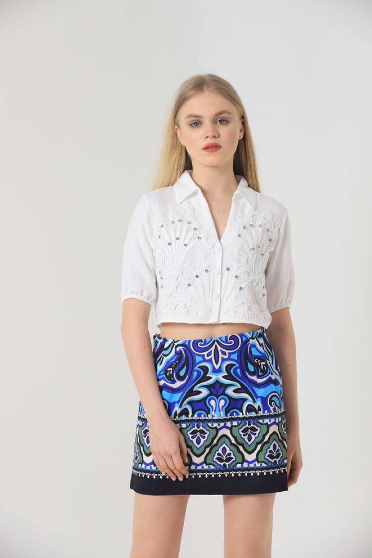 Leaf Patterned Stone Shirt