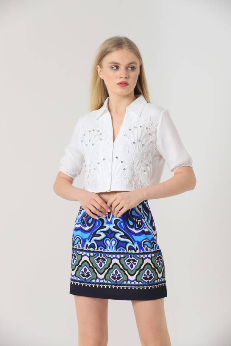 Leaf Patterned Stone Shirt