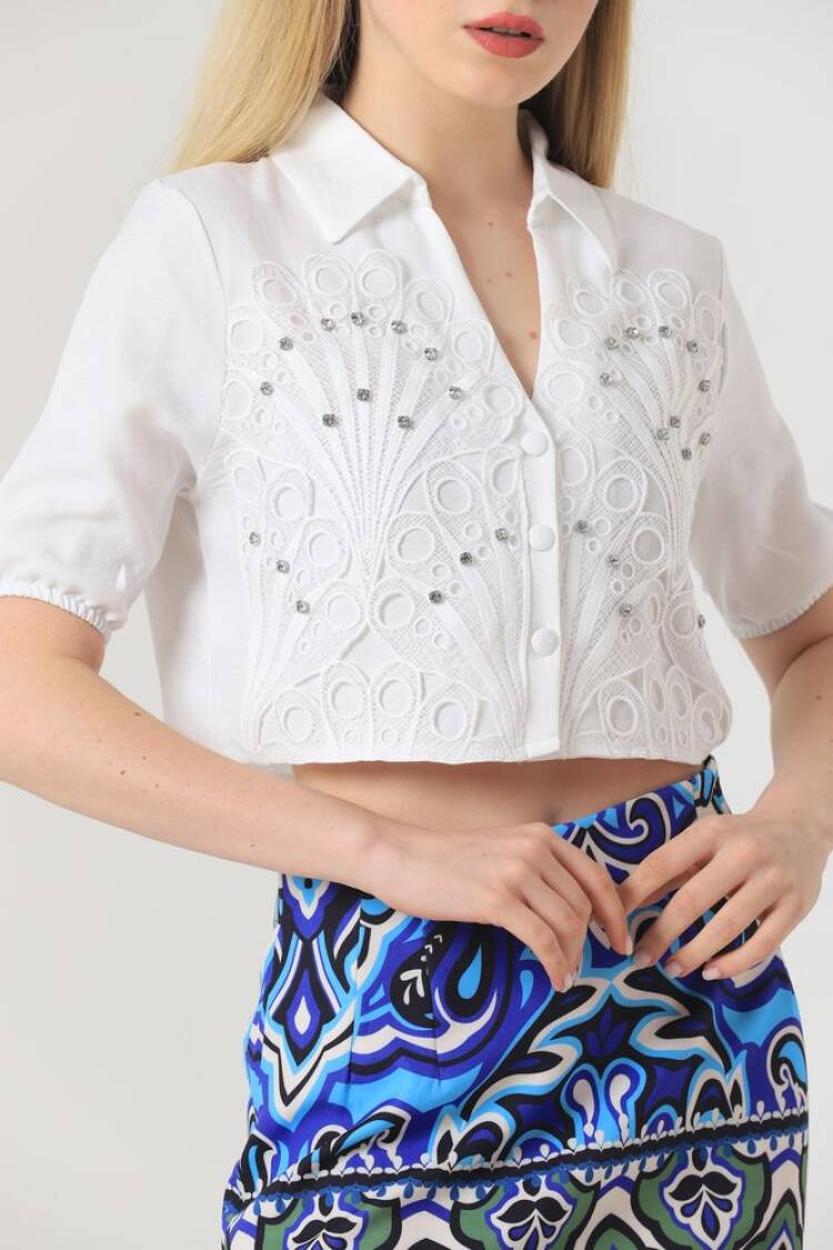 Leaf Patterned Stone Shirt