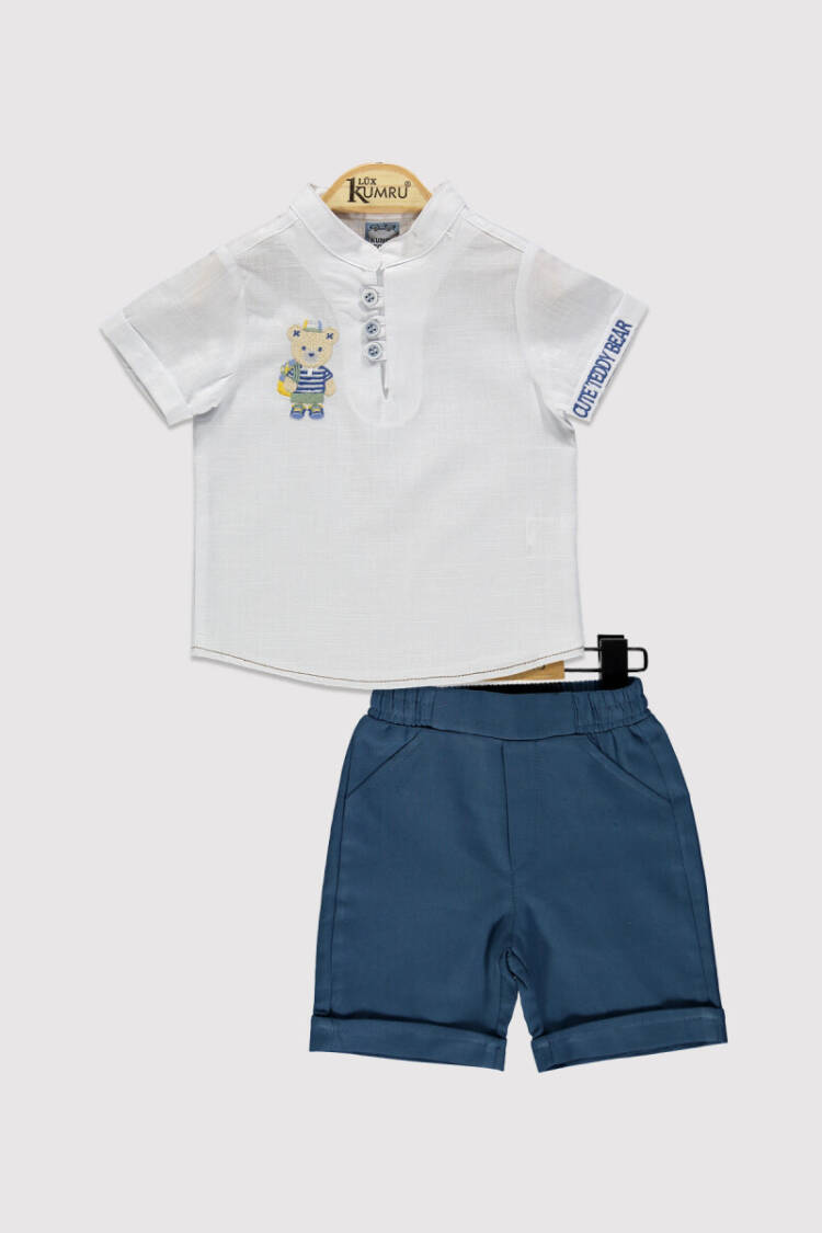 Baby Boy Bear Embroidered Set 6-18M - Brand: Kumru Bebe - Kids & Baby Clothes Wholesale - Globality Store