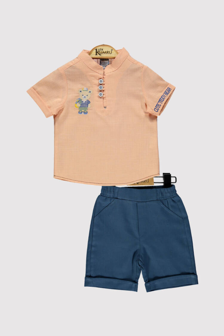 Baby Boy Bear Embroidered Set 6-18M - Brand: Kumru Bebe - Kids & Baby Clothes Wholesale - Globality Store