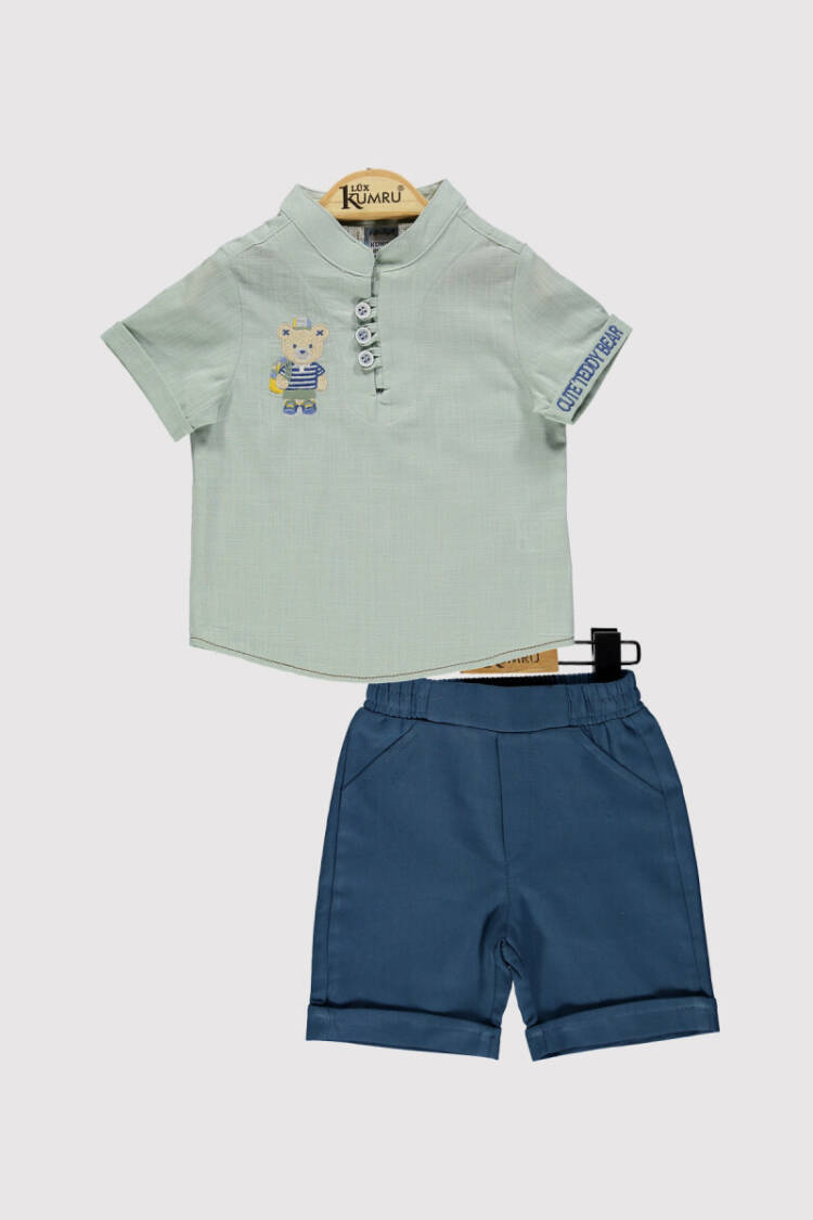 Baby Boy Bear Embroidered Set 6-18M - Brand: Kumru Bebe - Kids & Baby Clothes Wholesale - Globality Store