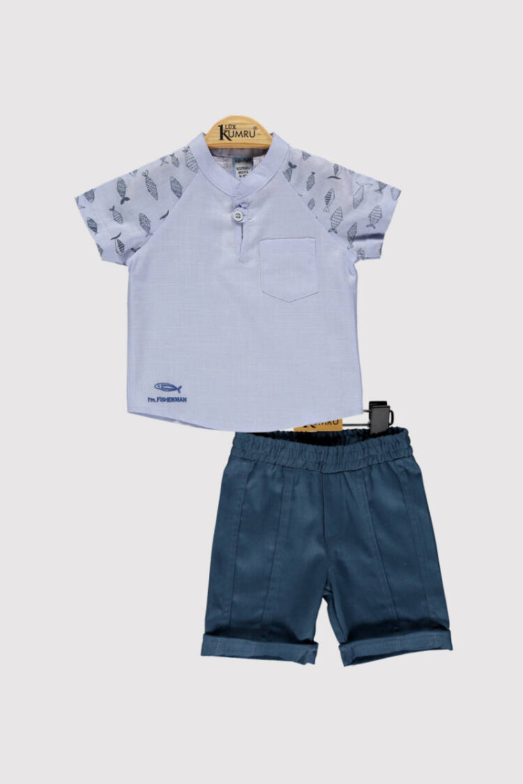 Baby Boy Fish Printed Set 6-18M - Brand: Kumru Bebe - Kids & Baby Clothes Wholesale - Globality Store
