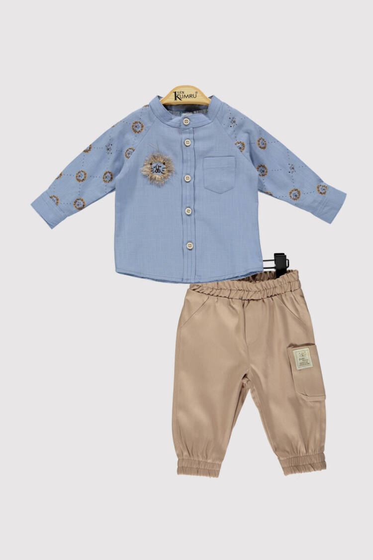 Baby Boy Lion Embroidered Set 6-18M - Brand: Kumru Bebe - Kids & Baby Clothes Wholesale - Globality Store