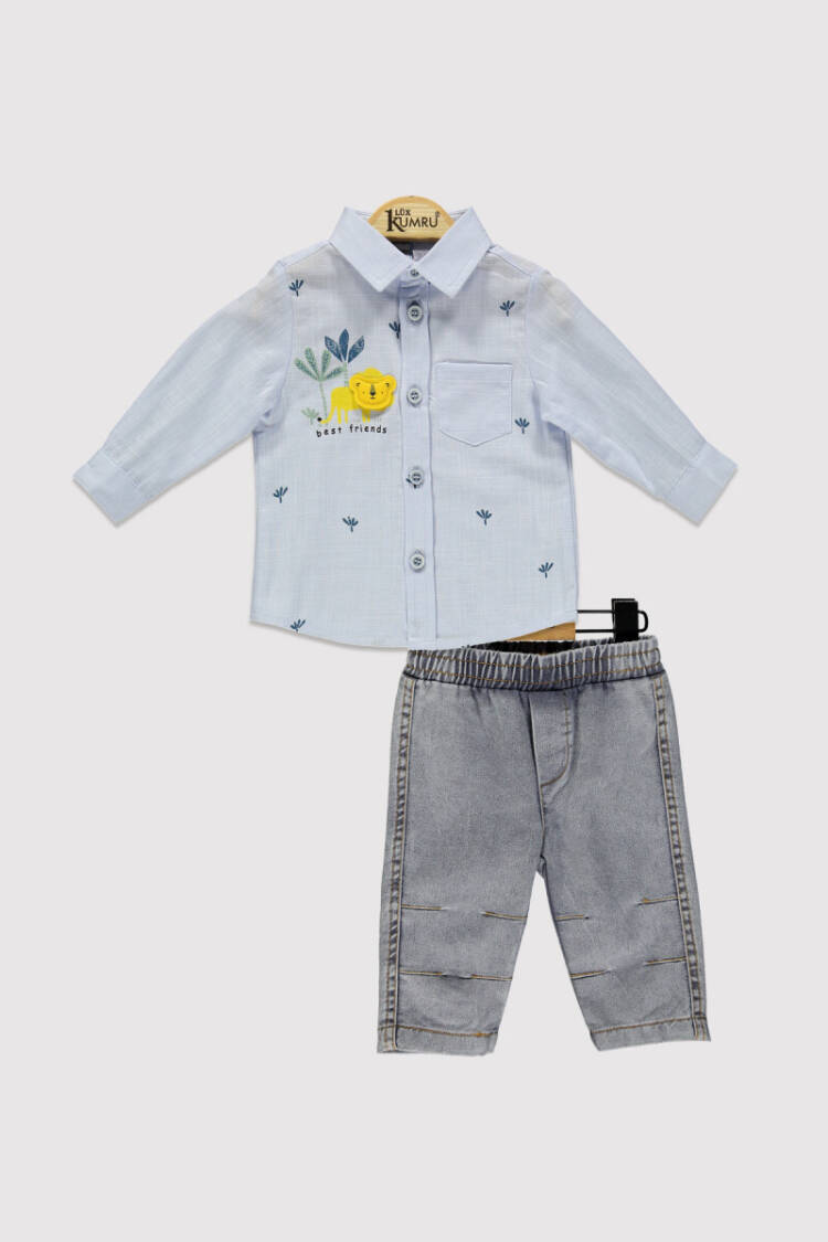 Baby Boy Lion Printed Shirt Set 6-18M - Brand: Kumru Bebe - Kids & Baby Clothes Wholesale - Globality Store