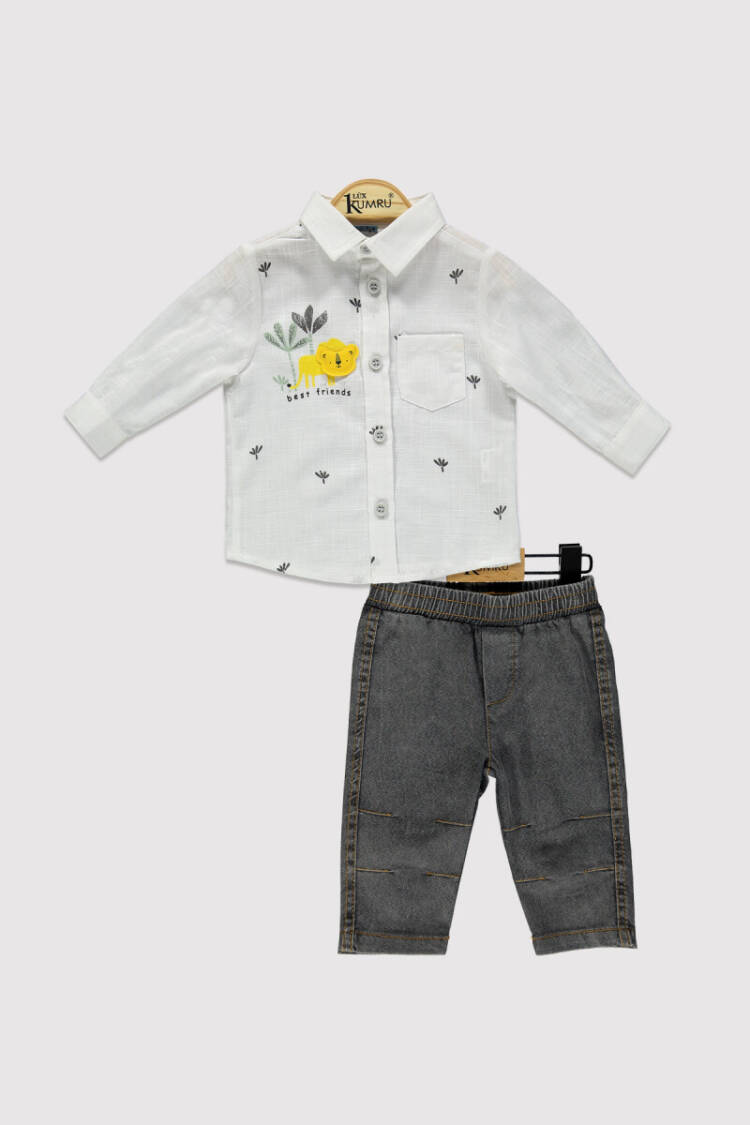 Baby Boy Lion Printed Shirt Set 6-18M - Brand: Kumru Bebe - Kids & Baby Clothes Wholesale - Globality Store